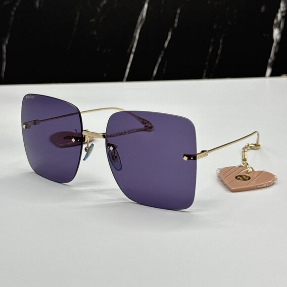 NEW GUCCI SUNGLASSES GG1147S 004 GOLD BLUE WOMEN EYEWEAR GUCCI PLUS EARRINGS main image 13